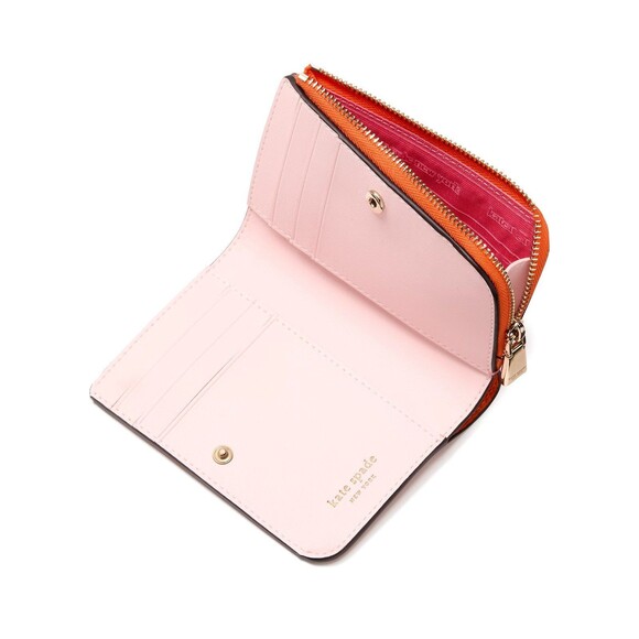 New Kate Spade Ava Pebbled Leather Zip Bifold Wallet Ruby Citrus Multi - Picture 2 of 4